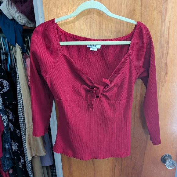 Elegant Tomato Tie Me Up Top By Vixen By Micheline Pitt - Picture 2 of 2